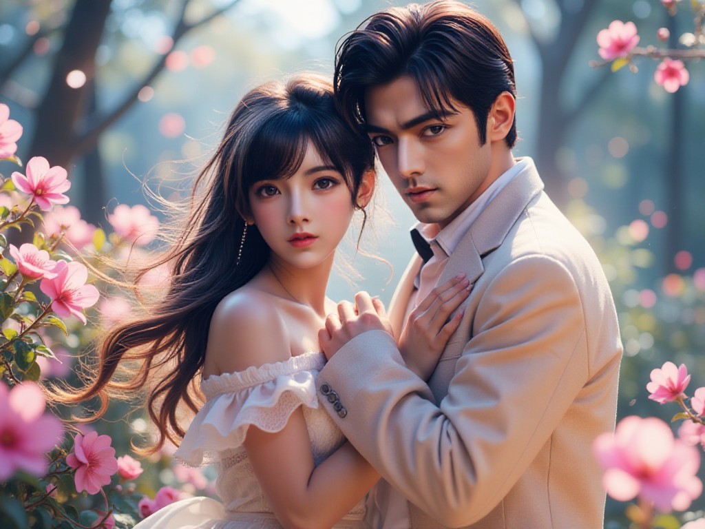 💖  Love in the sea of flowers, dreamlike romantic moments! 🌸✨ image