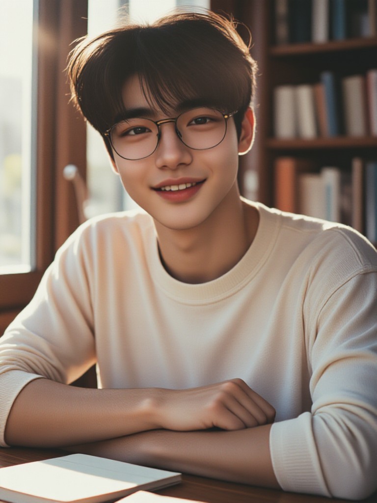 ✨📚  A peaceful afternoon reading day ✨ Temperament Glasses Boy image