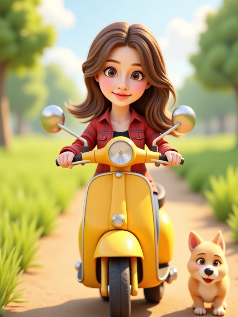 Yellow retro motorcycle X animal running beside image