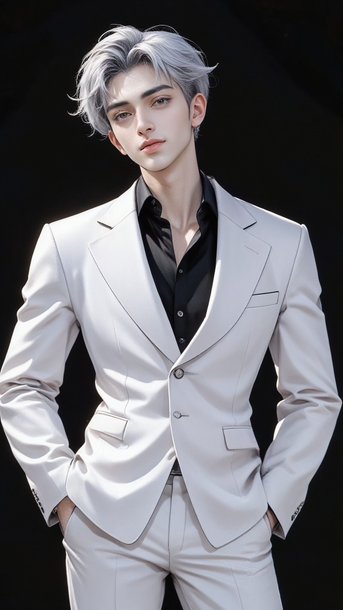 Handsome man in white suit image