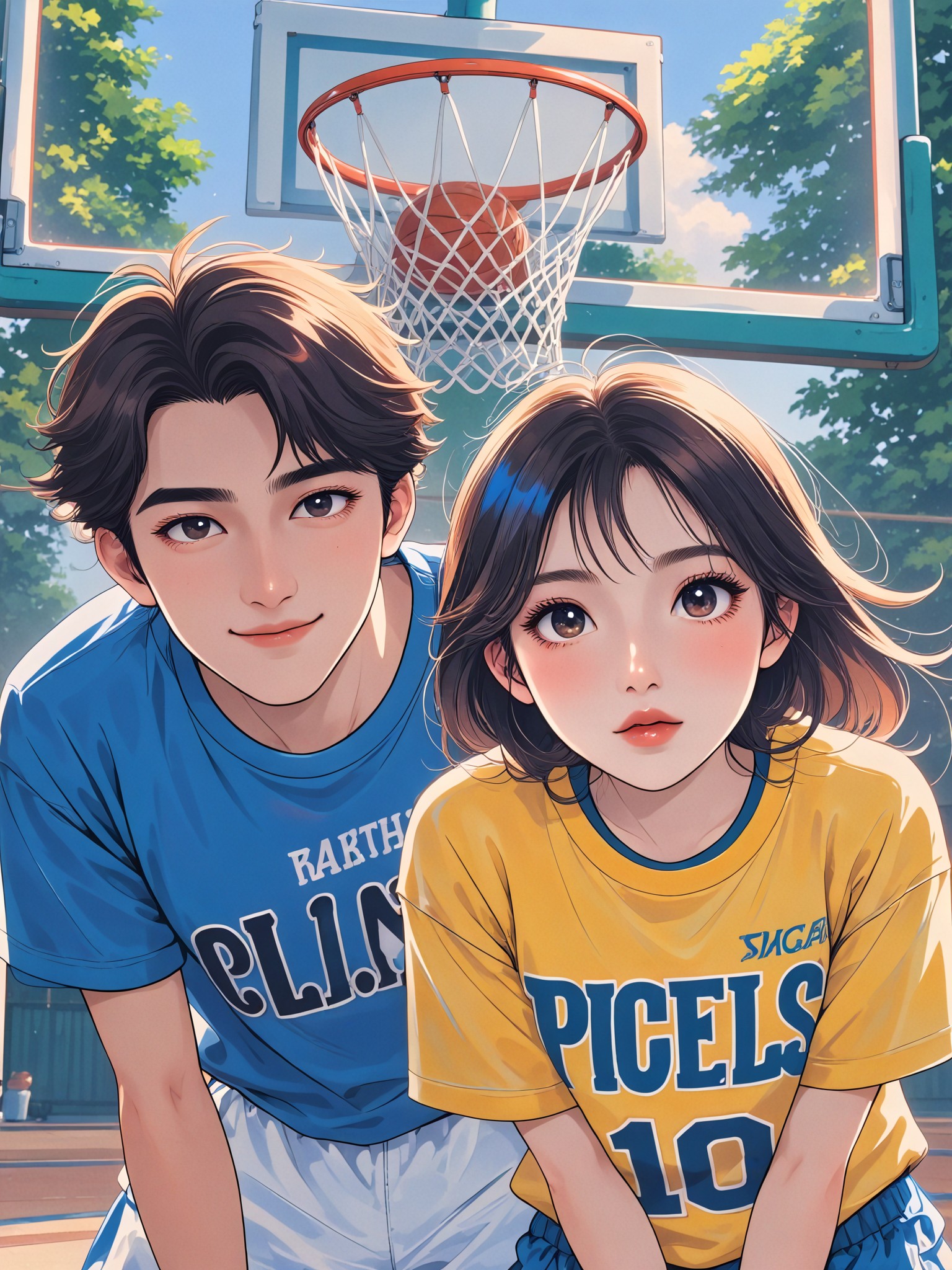 Basketball Couple Photo（Cartoon） image