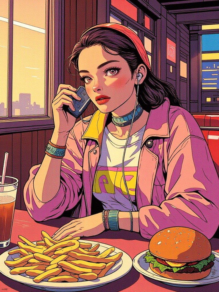 90s restaurant manga portraits image