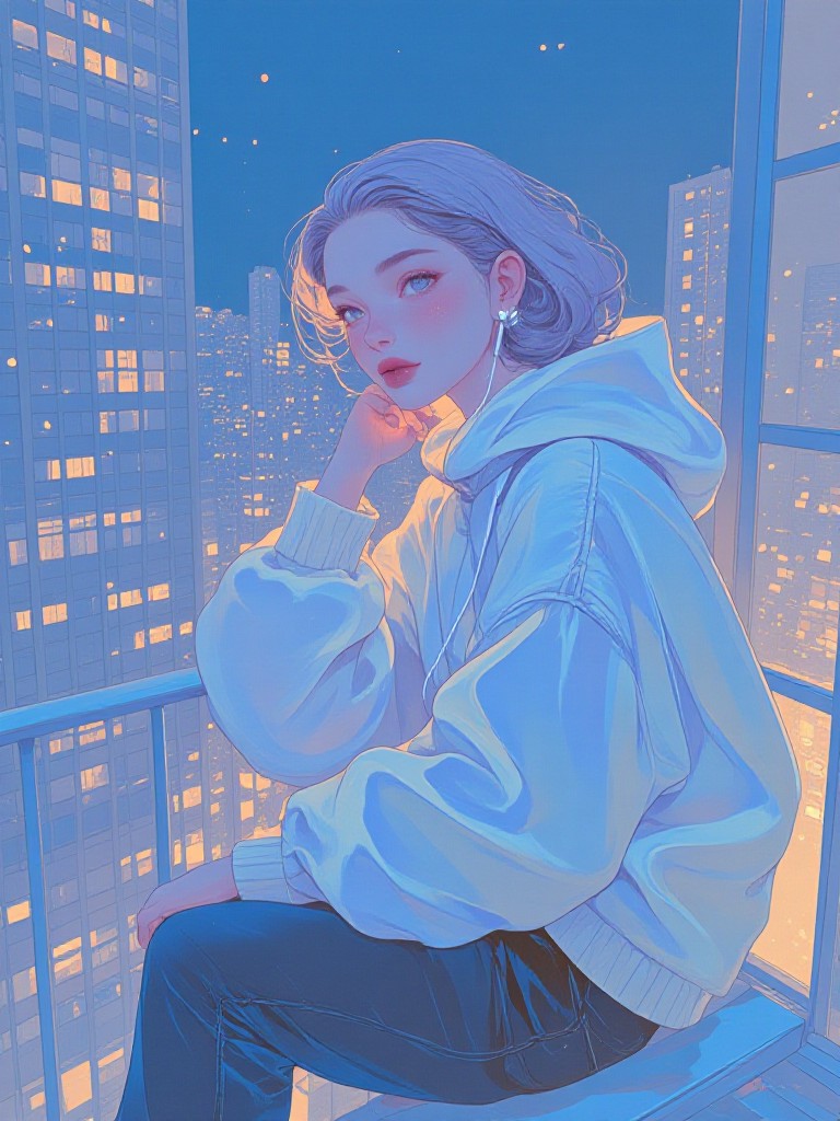 Sleepless night on the apartment balcony image