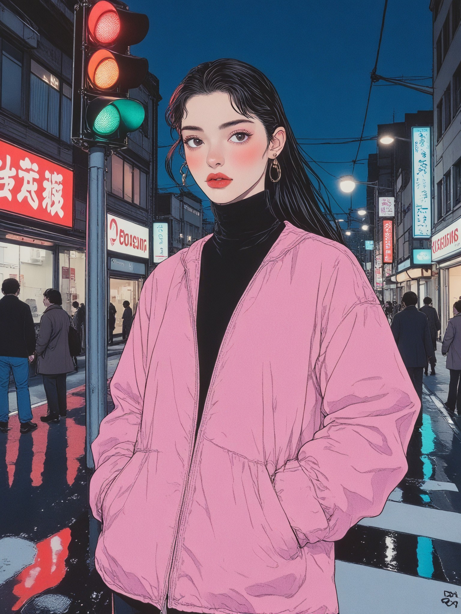 Traffic light in night image