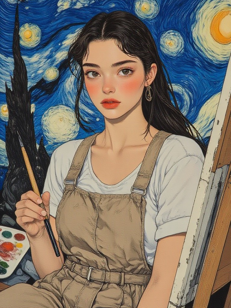 Painter in the World of Van Gogh (hand-drawn style) image