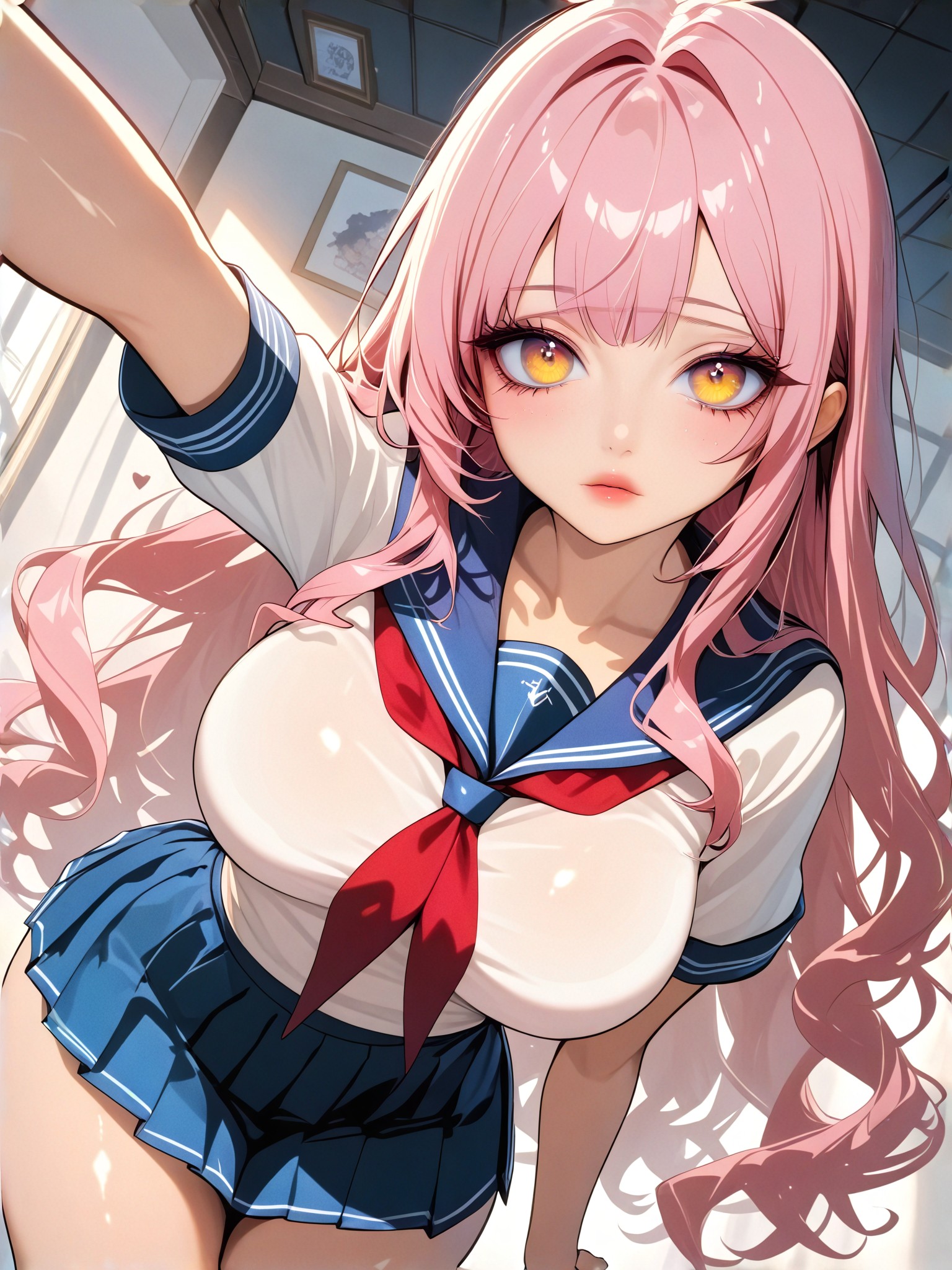 Pink haired girl's youthful selfie image