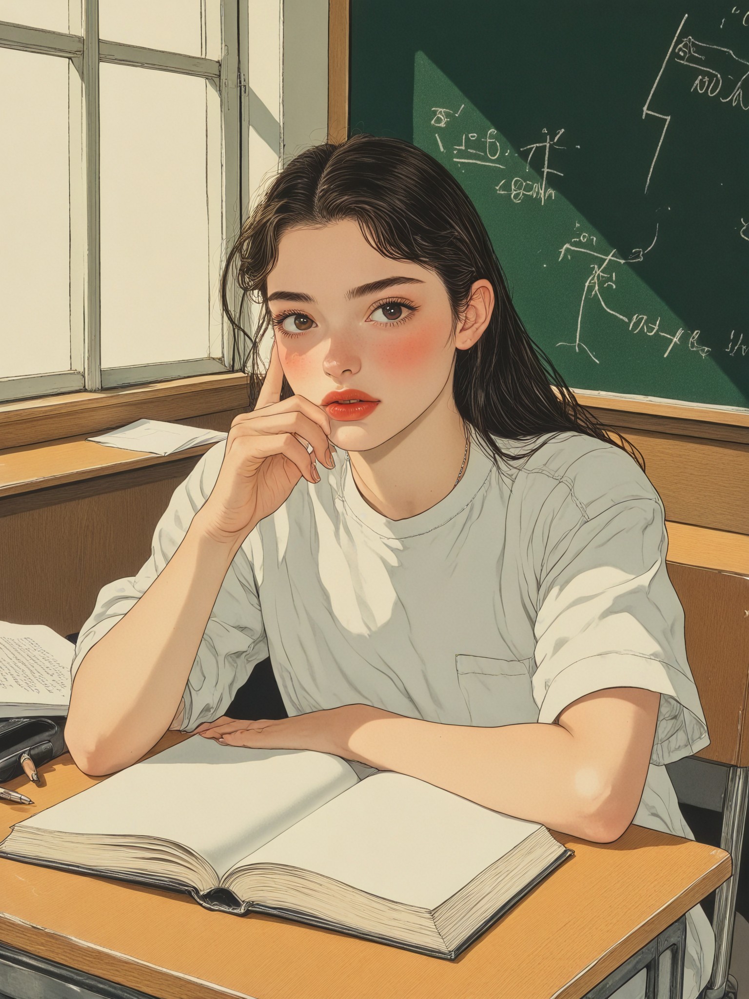 School Hand-drawn Portrait: The Dedicated Scholar image