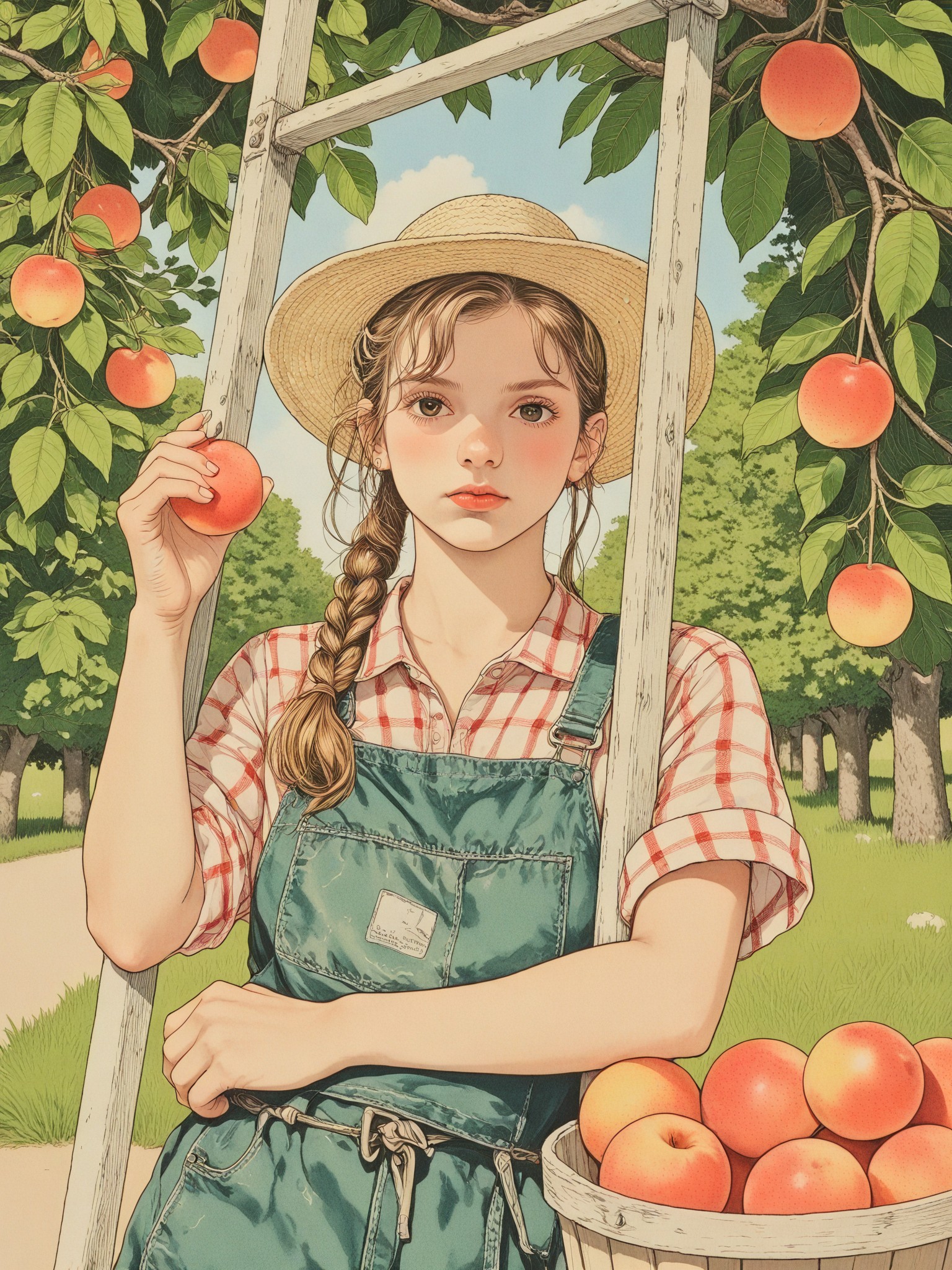 🍑🍎 Leisurely Farmer in the Orchard image