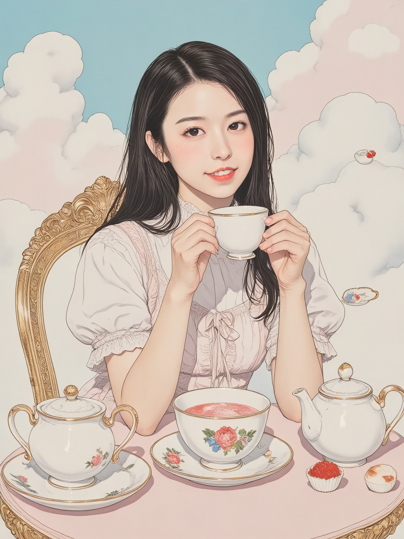 A Dreamlike Tea Party in the Sky - Master Digital Painting Style ...