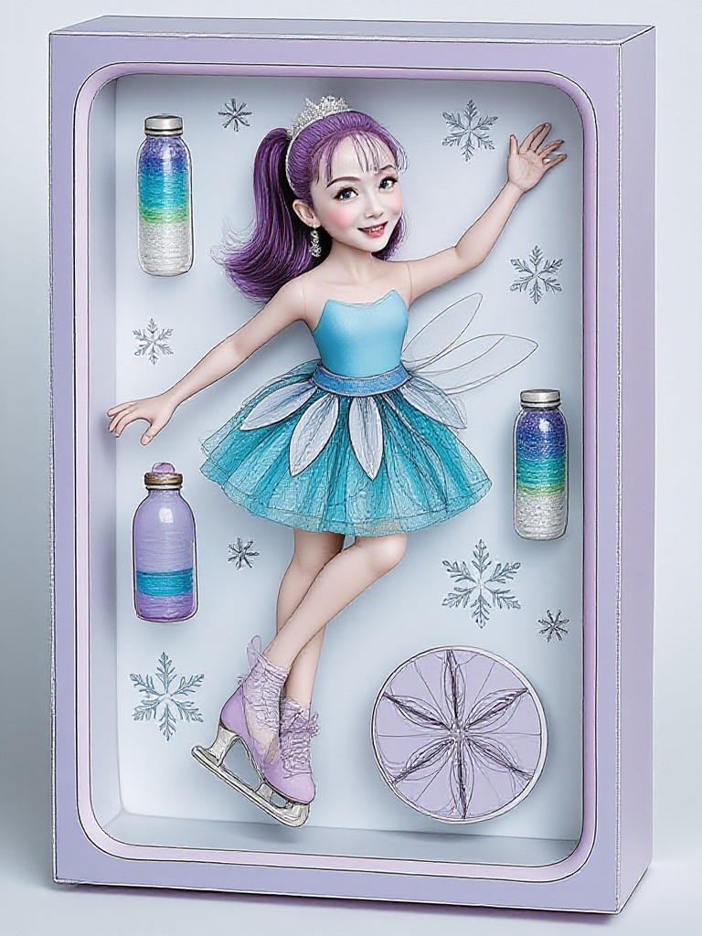 Pen sketch style: Ice skating fairy. image