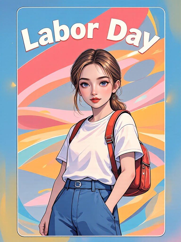 3D  Labor Day woman card image