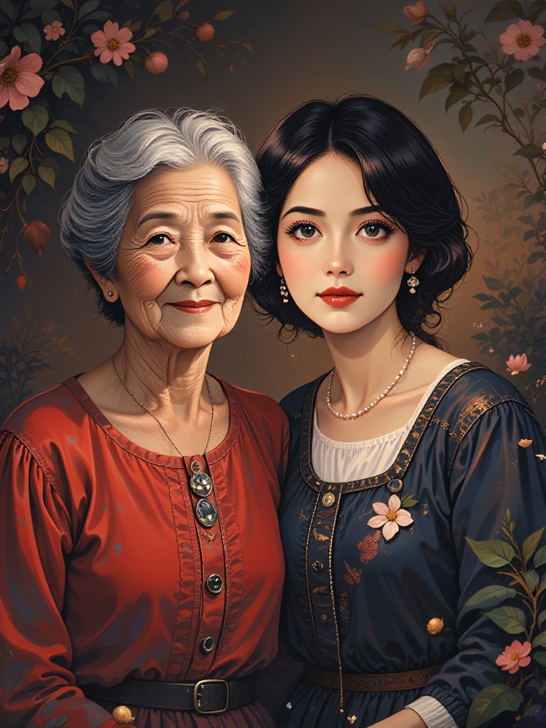 Mother's Day with daughter painting image