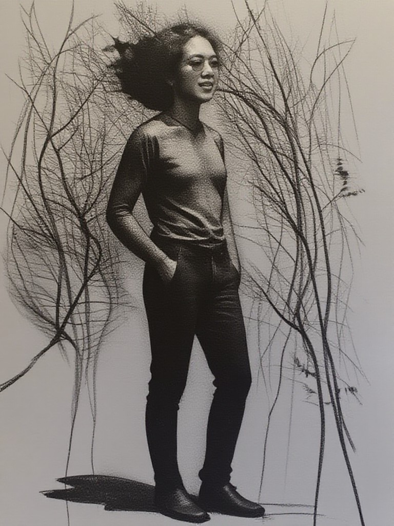 Charcoal style portrait (fork) image