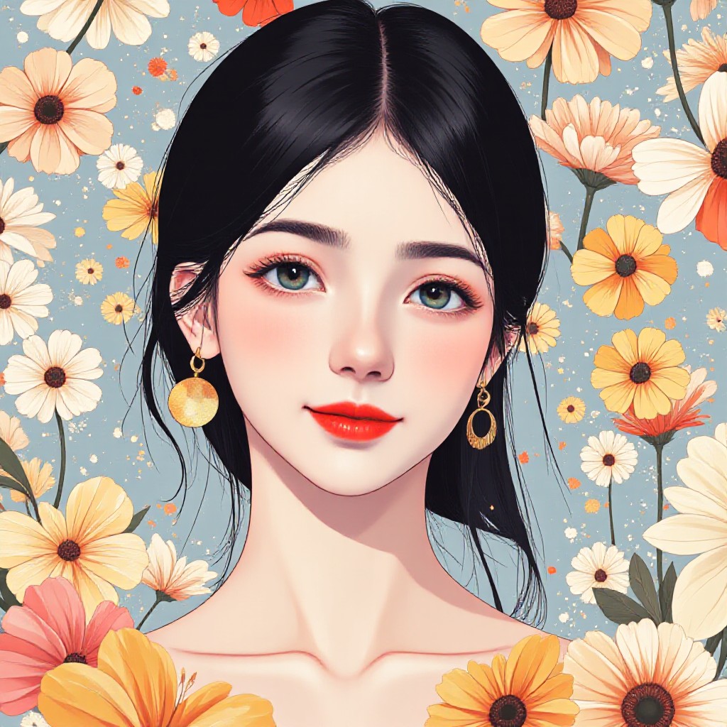 Vector flower avatar image