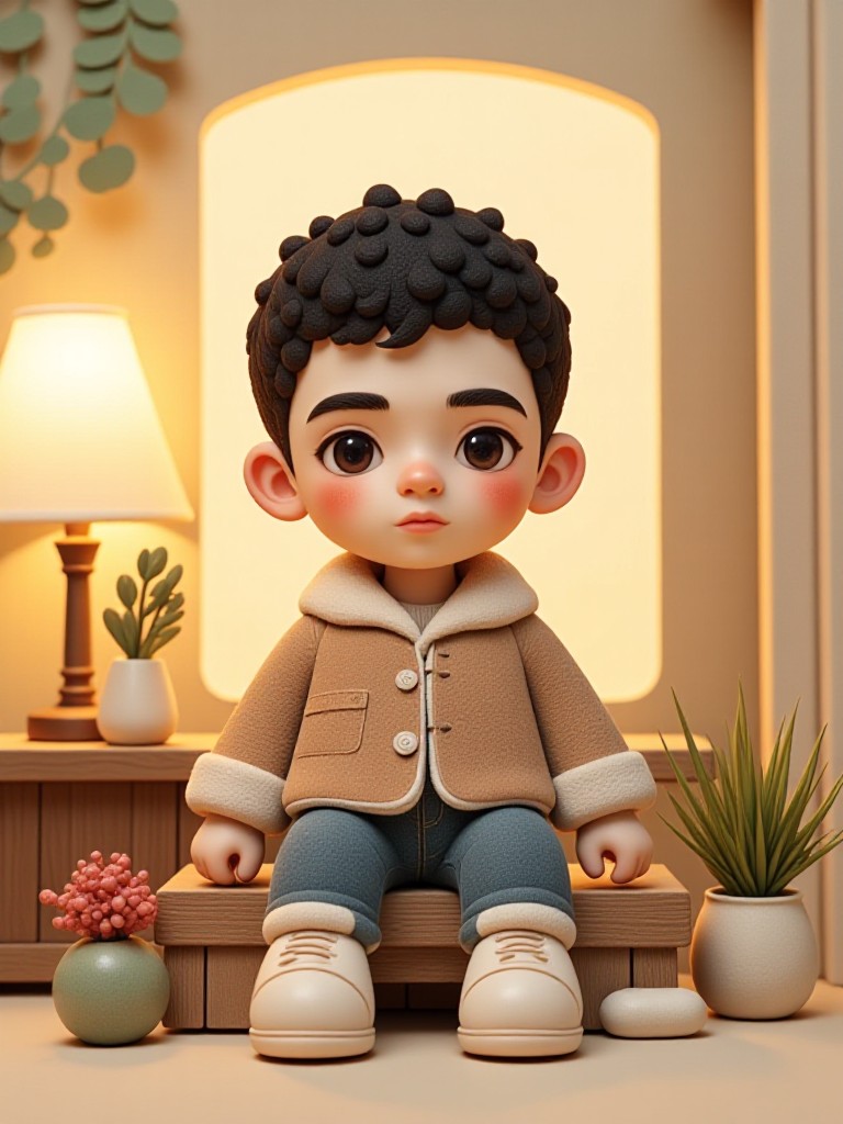 Cute doll in a warm room / box image