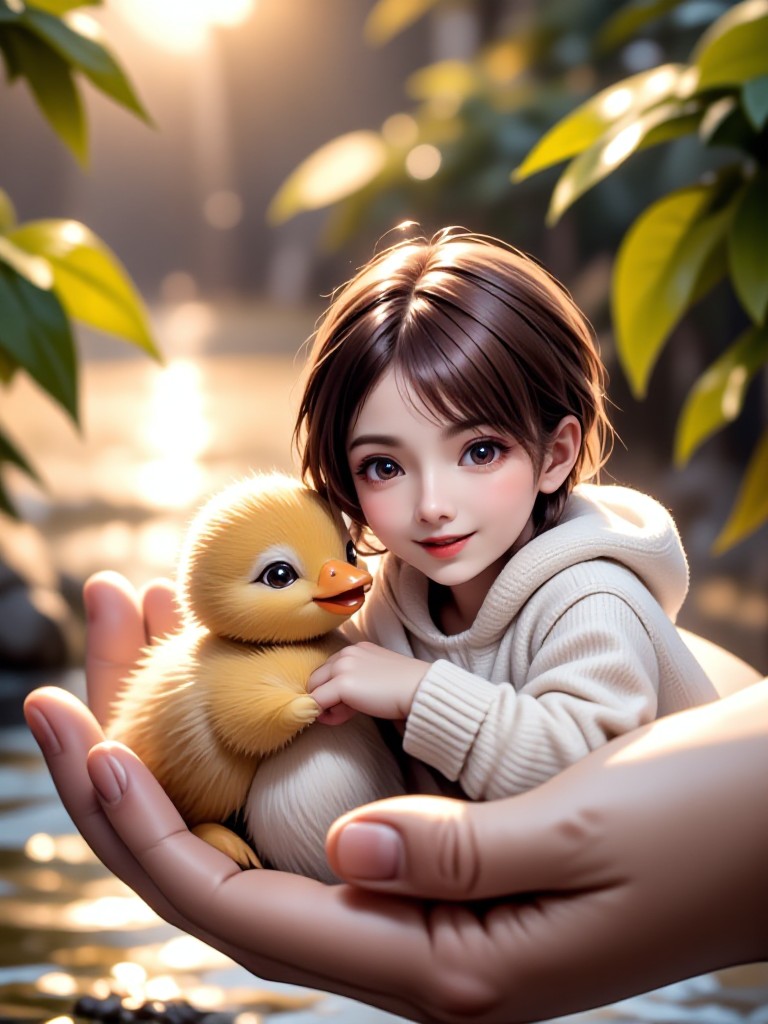 Master Cysterious heartwarming dynamic video "Smiling Encounter" Cute Universal x Ethereal Glow x Fairy Tale Parent Child Style Creation image