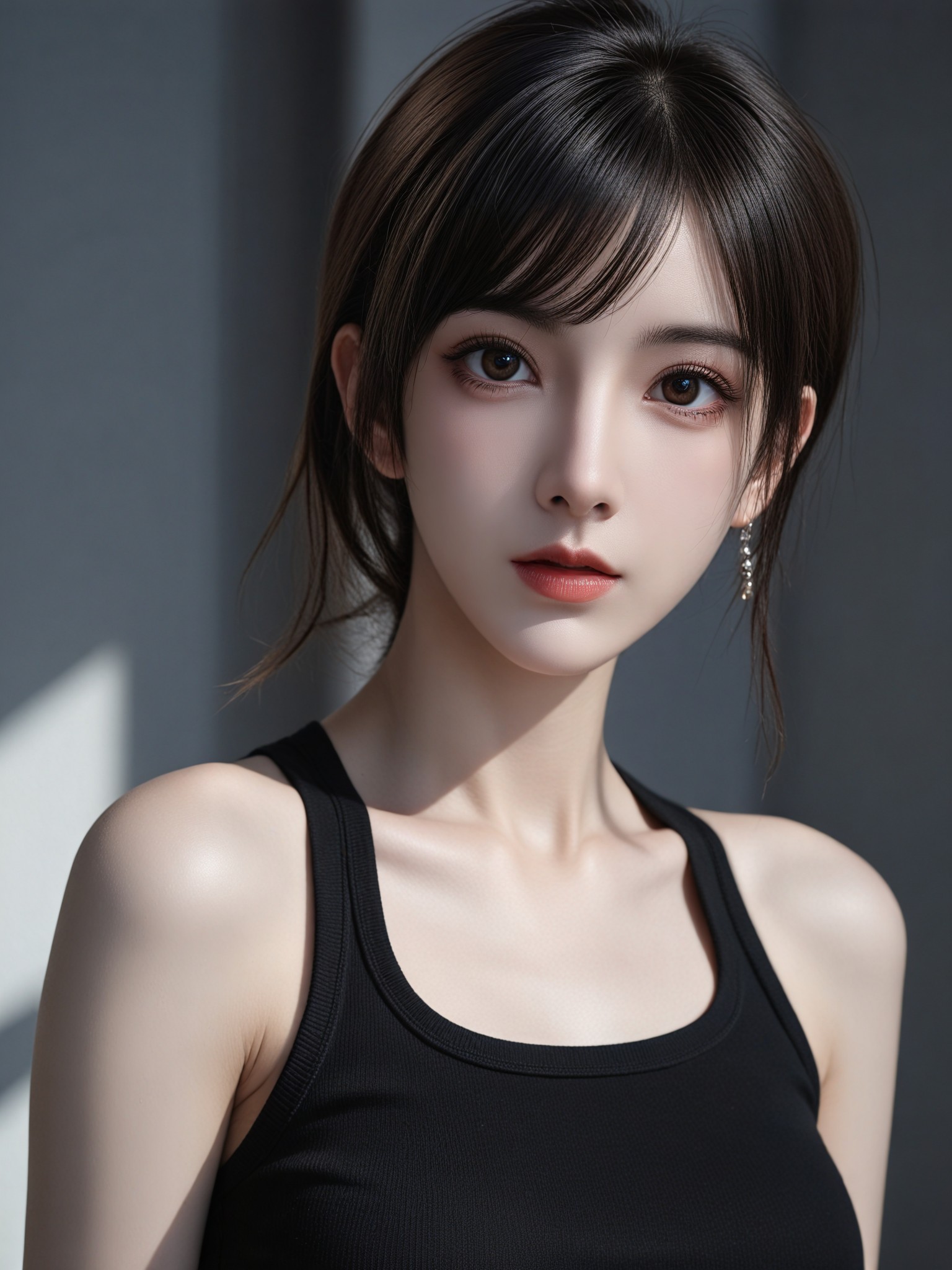 Master Asian Female Portrait "Light and Contour" Realistic Painting × Clean Light × Realistic Minimalist Style Portrait Creation image