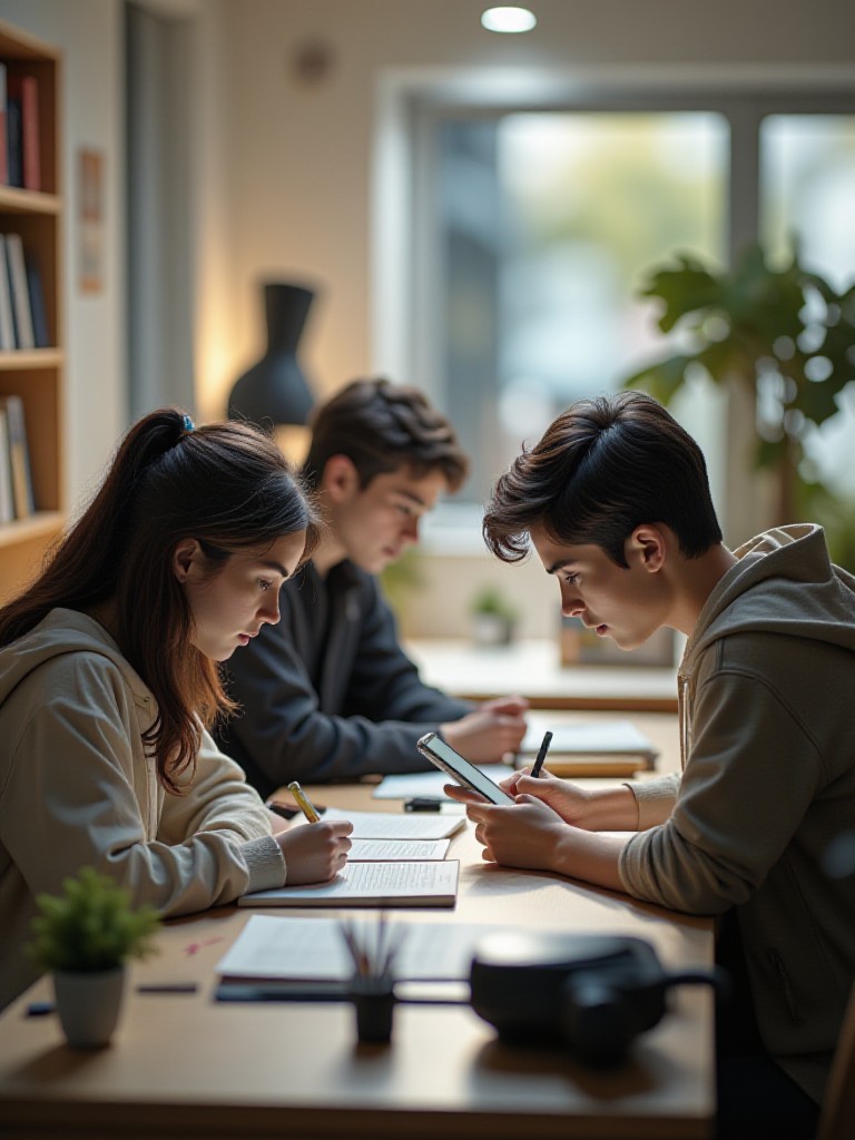 Students studying using gadget image