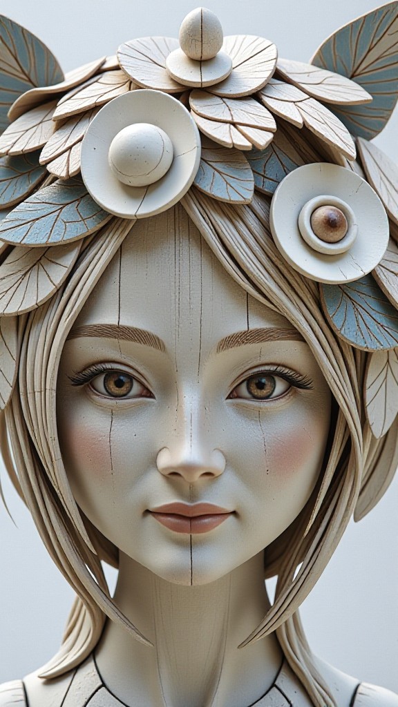 The weathered wood carving of time image