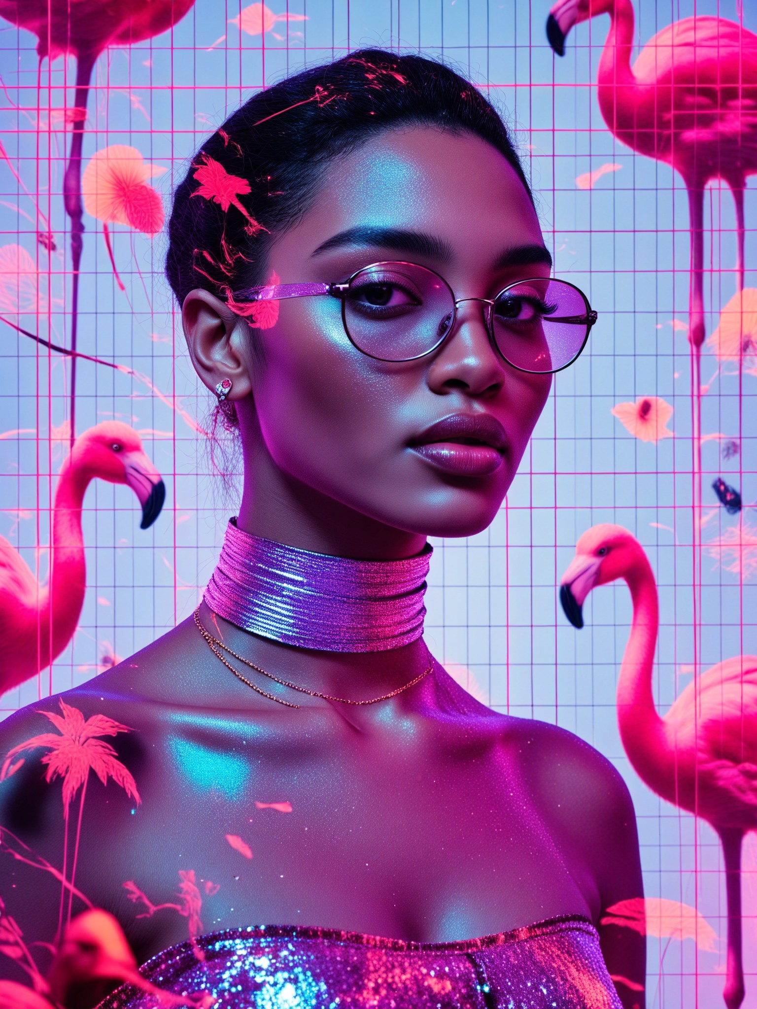 Flamingo Vaporwave Nostalgic Portrait image