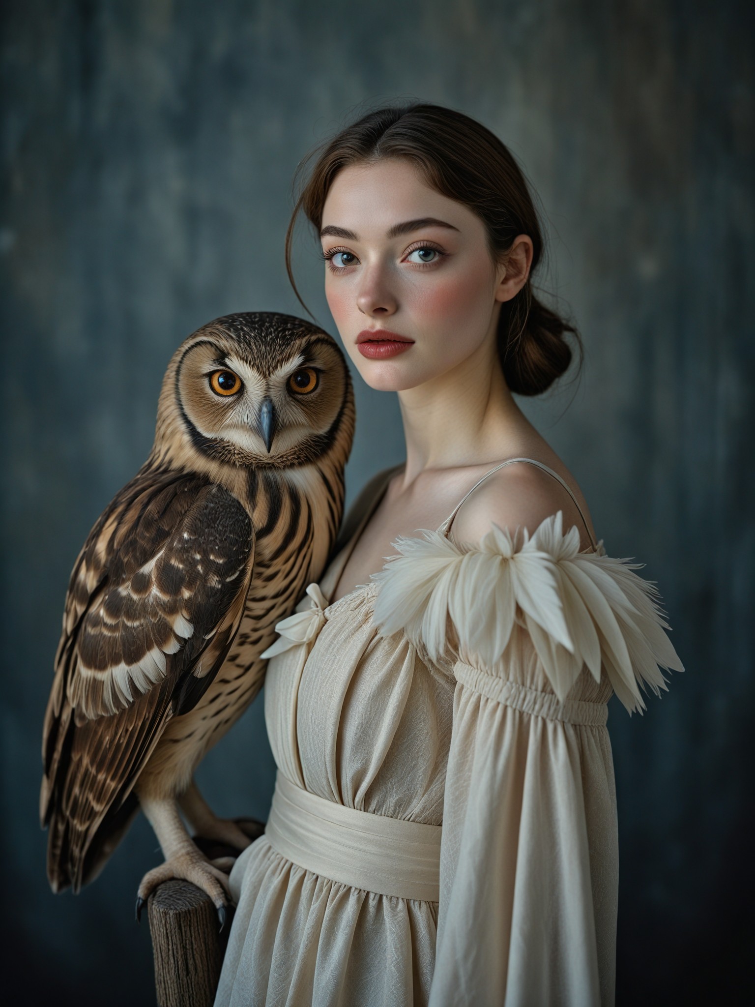 Owl × Mysterious and Elegant Portrait image