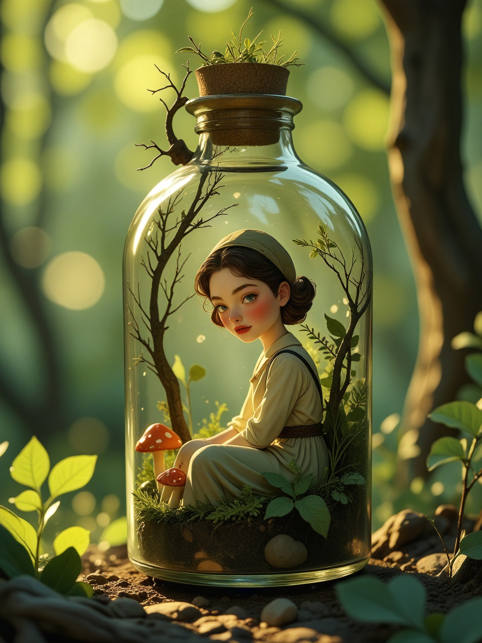 Polymer Clay Bottle - Mini Forest image