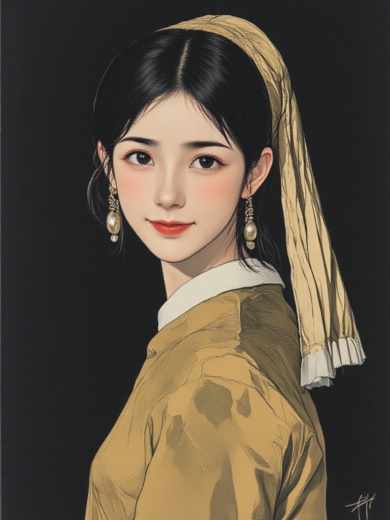 The girl wearing pearl earrings image