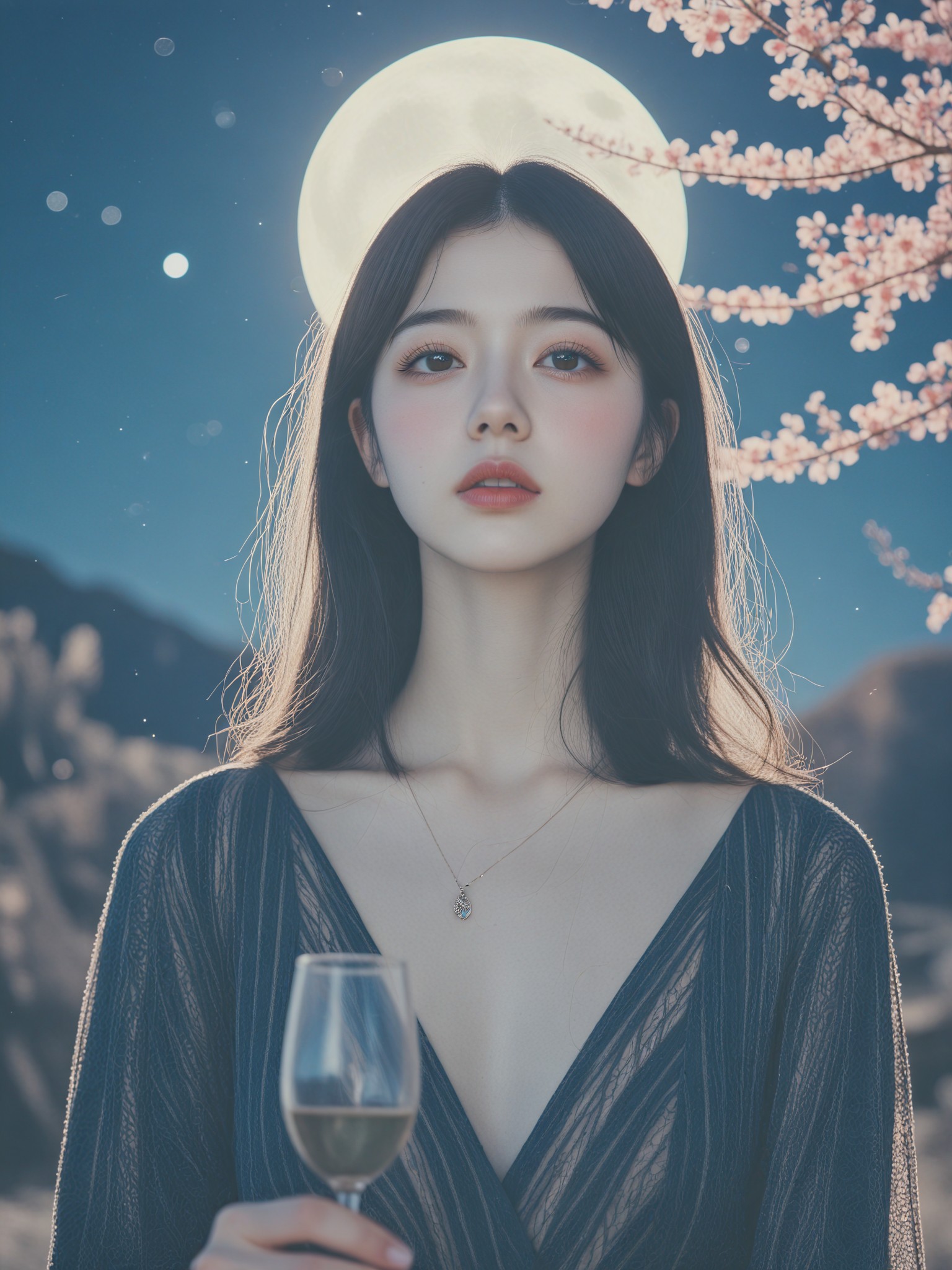 Raise your glass and invite the bright moon image