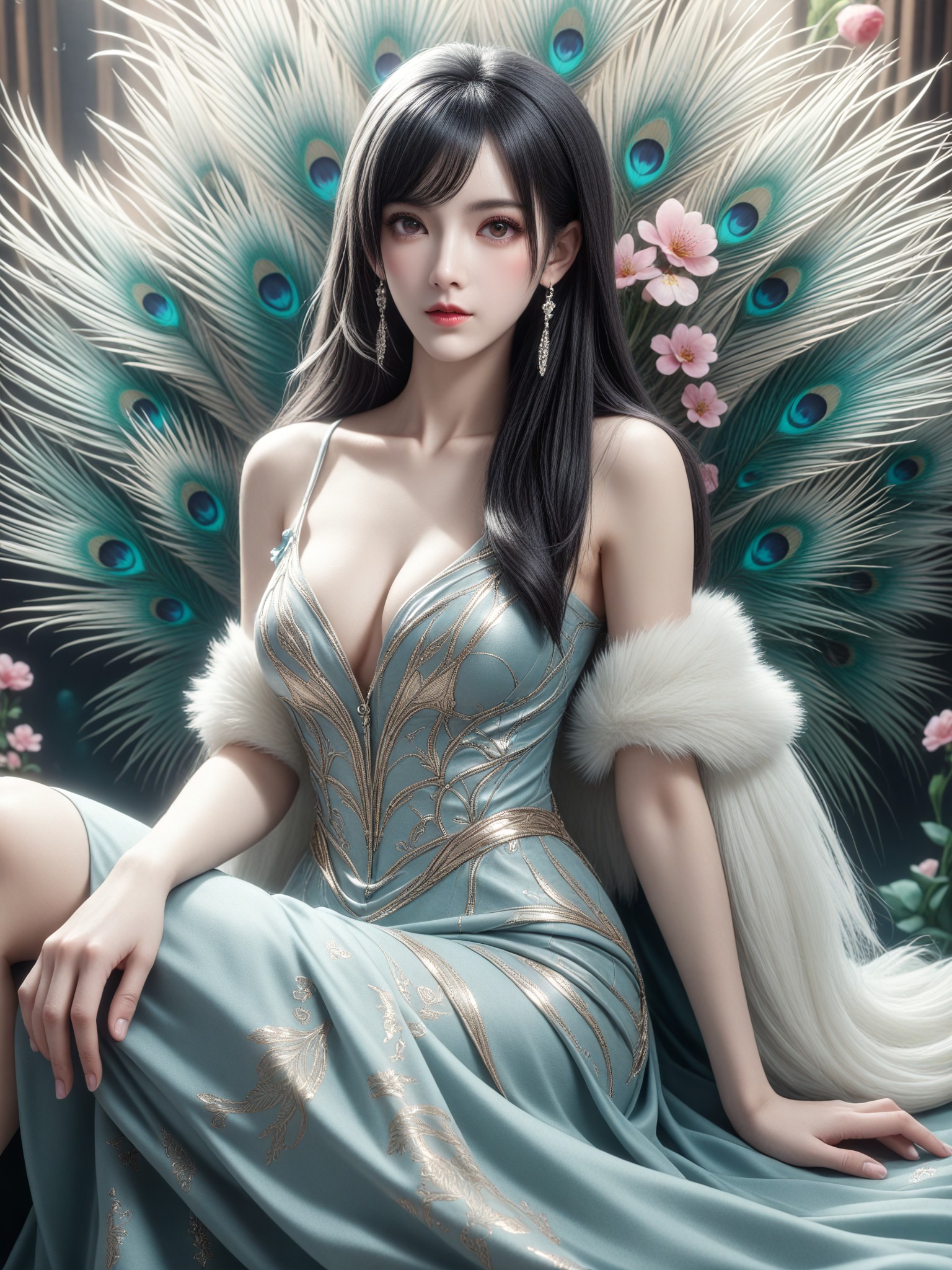 Peacock God Crown - Holy Flower Realm - Fantasy Goddess Style image