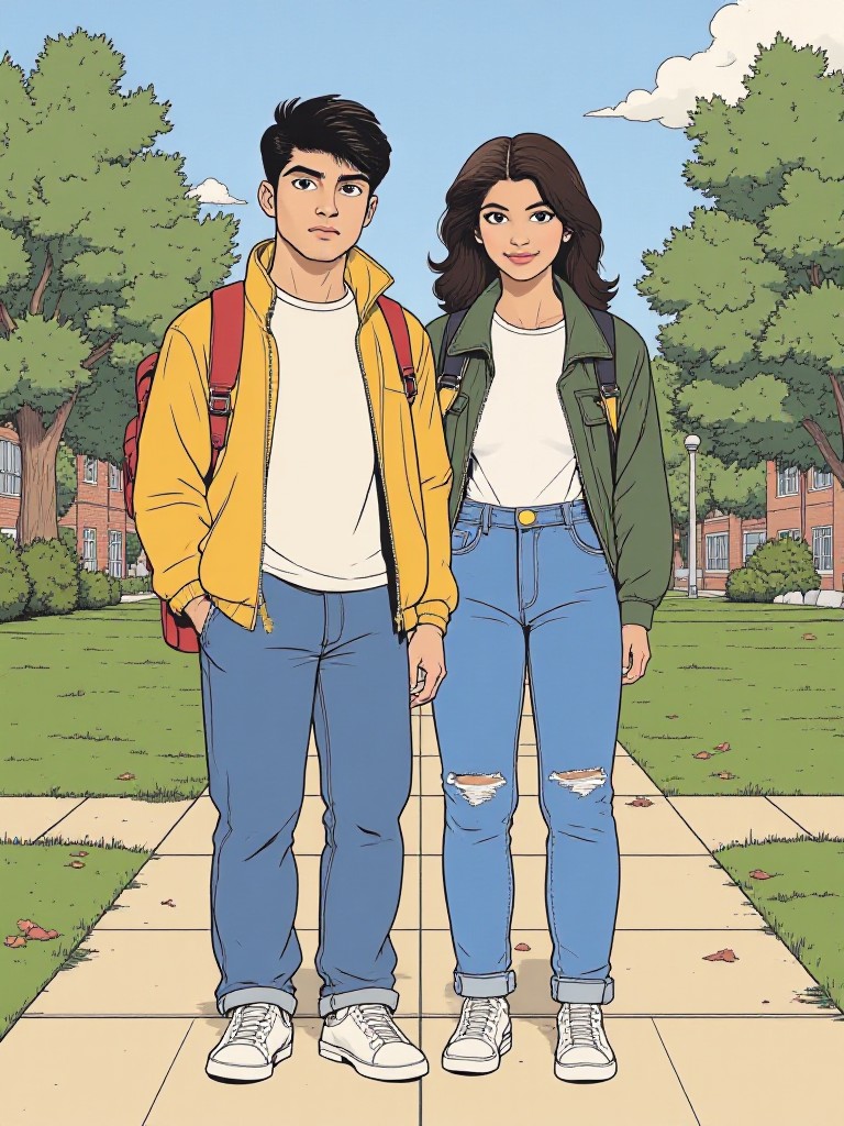 Cartoon campus group photo image