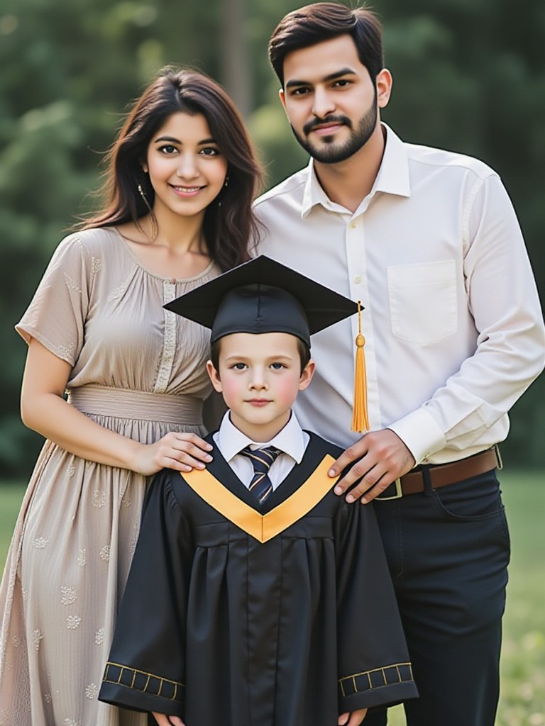 Parent-child graduation photo image