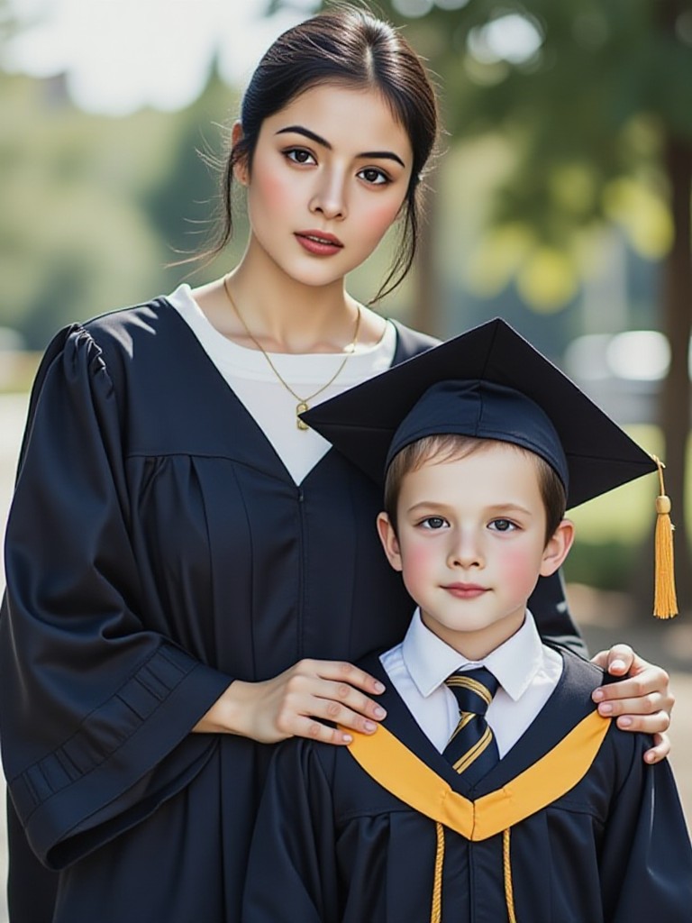 Mother and son graduation photo image