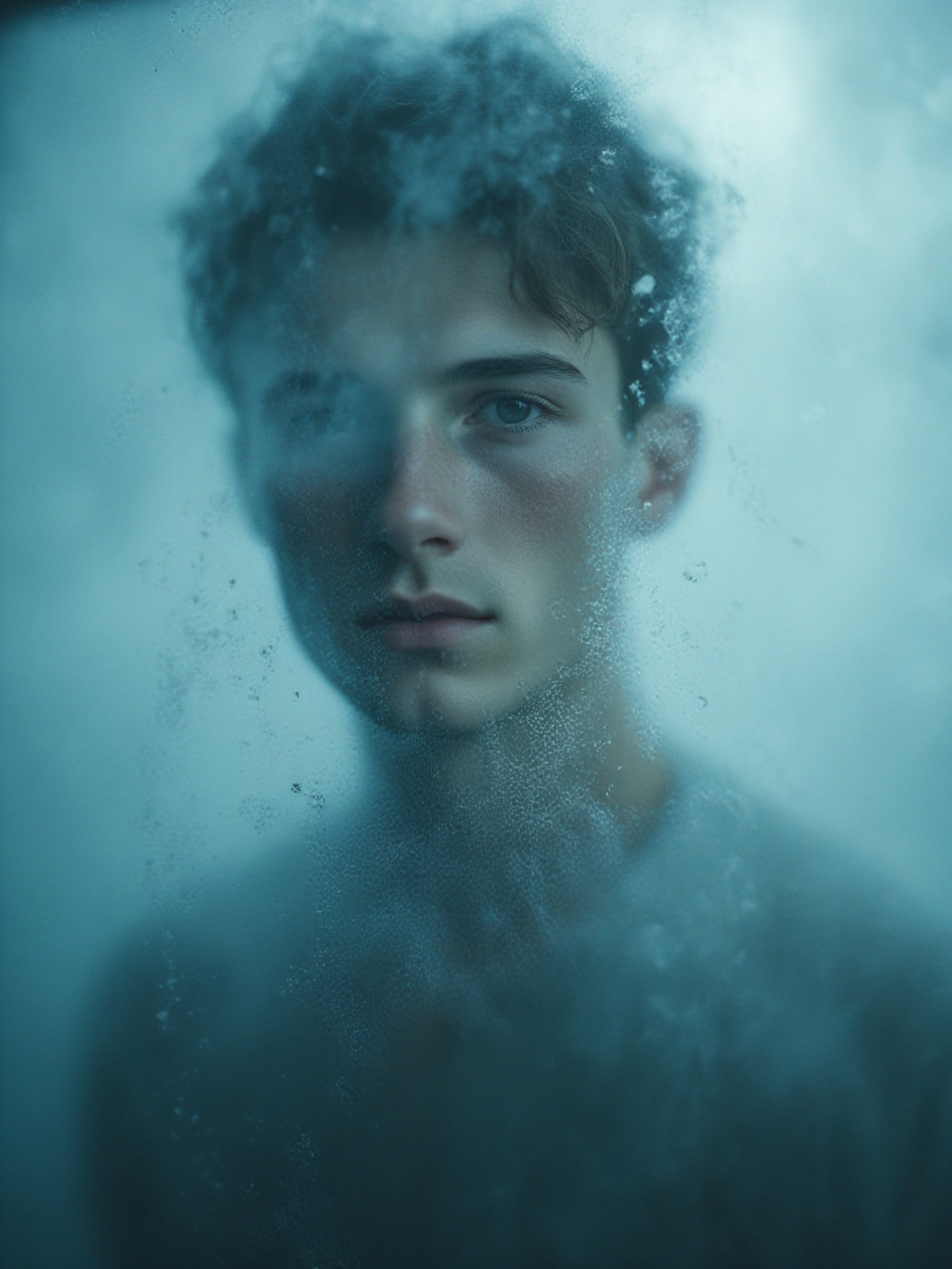 Behind frosted glass image