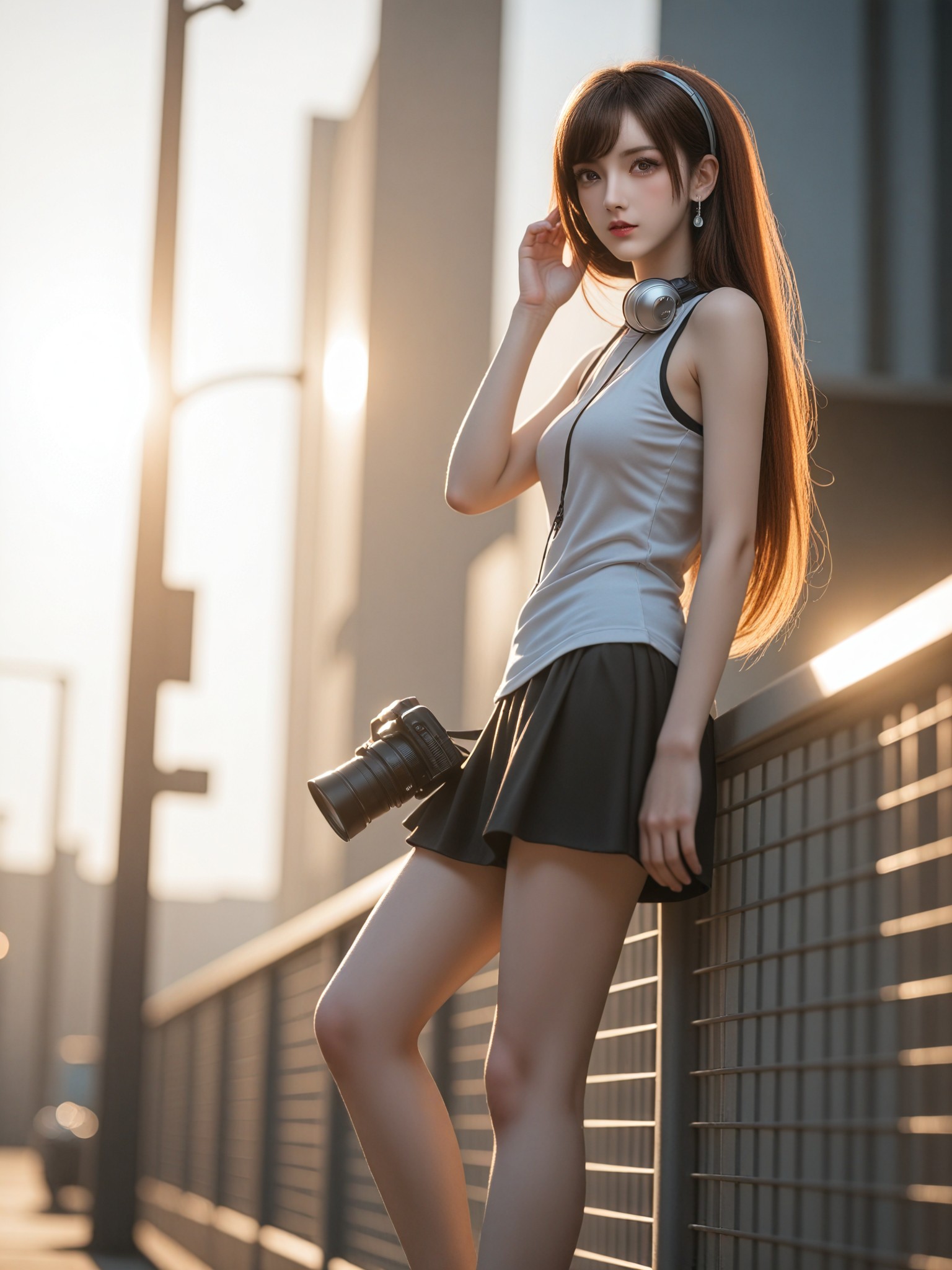 The Earphone Girl on the Twilight Street Corner Twilight Headphone Girl image