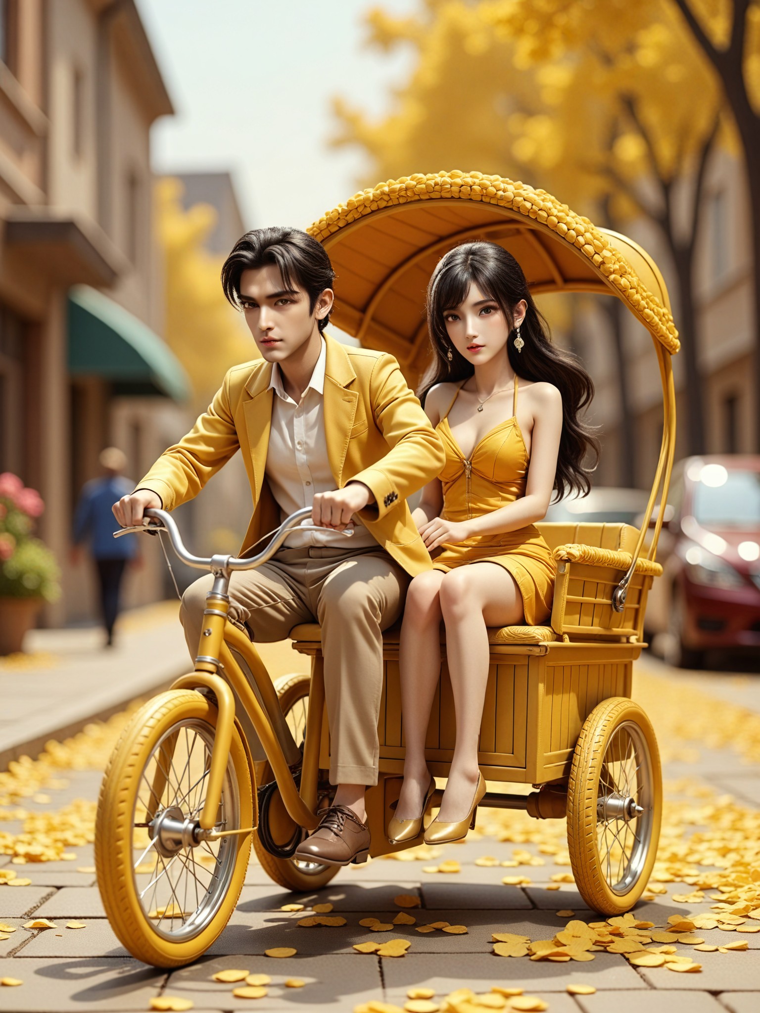 Golden Ride： Love in autumn tricycle image