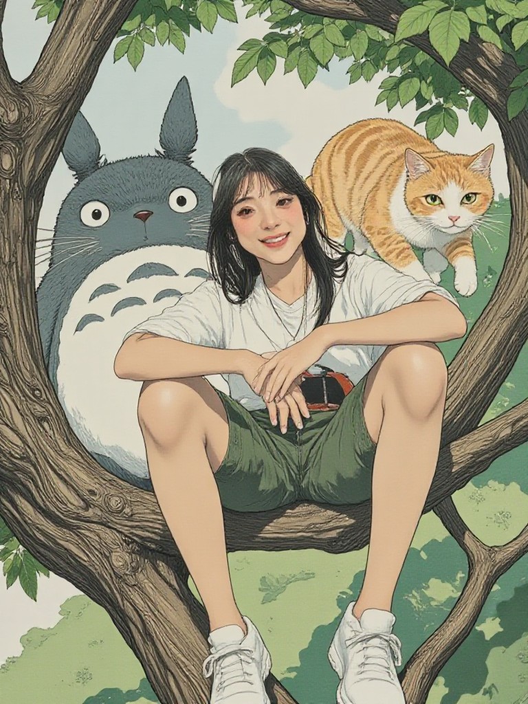 The Totoro bus cannot be drawn 🤣🤣🤣 Orange Cat+- as a decoration image