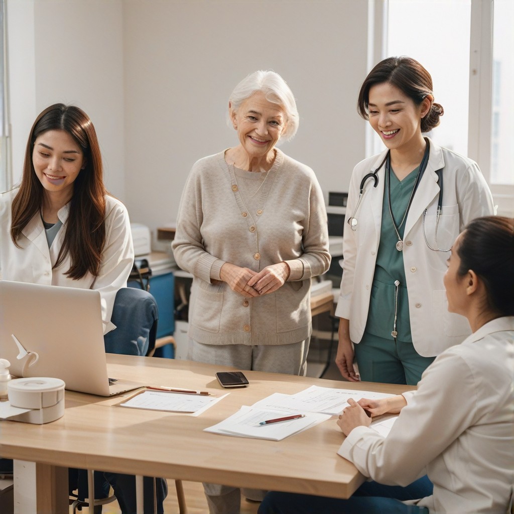A group of diverse seniors smiling and actively participating in a Medicare workshop, focused on learning and engagement, warm lighting, friendly atmosphere, (professional setting:1.2), [no medical jargon], --negative: sterile environment