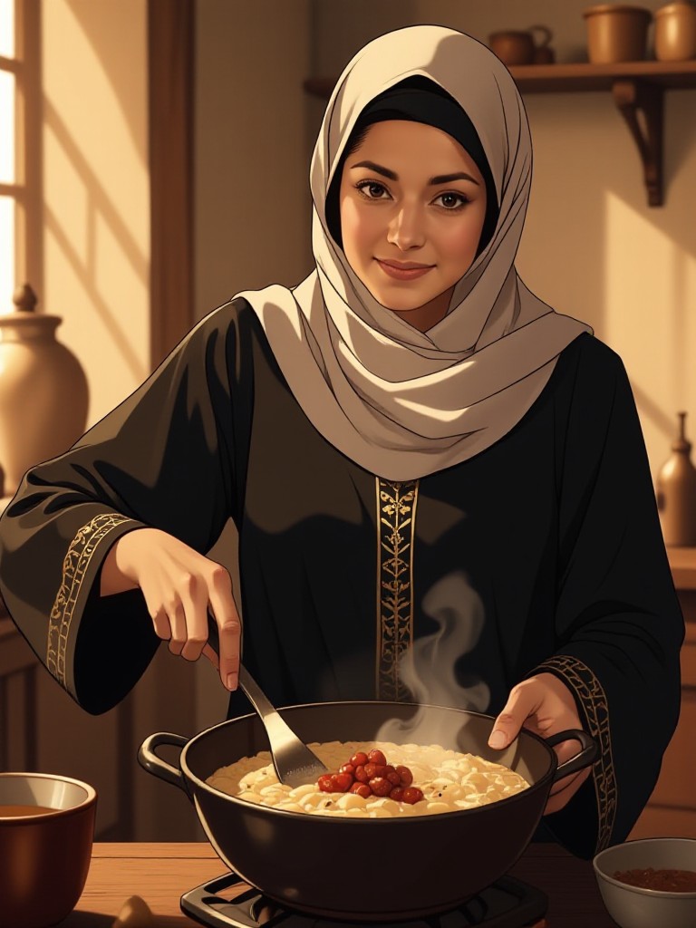 Muharam Festival Woman Cooking Ashura Porridge    image