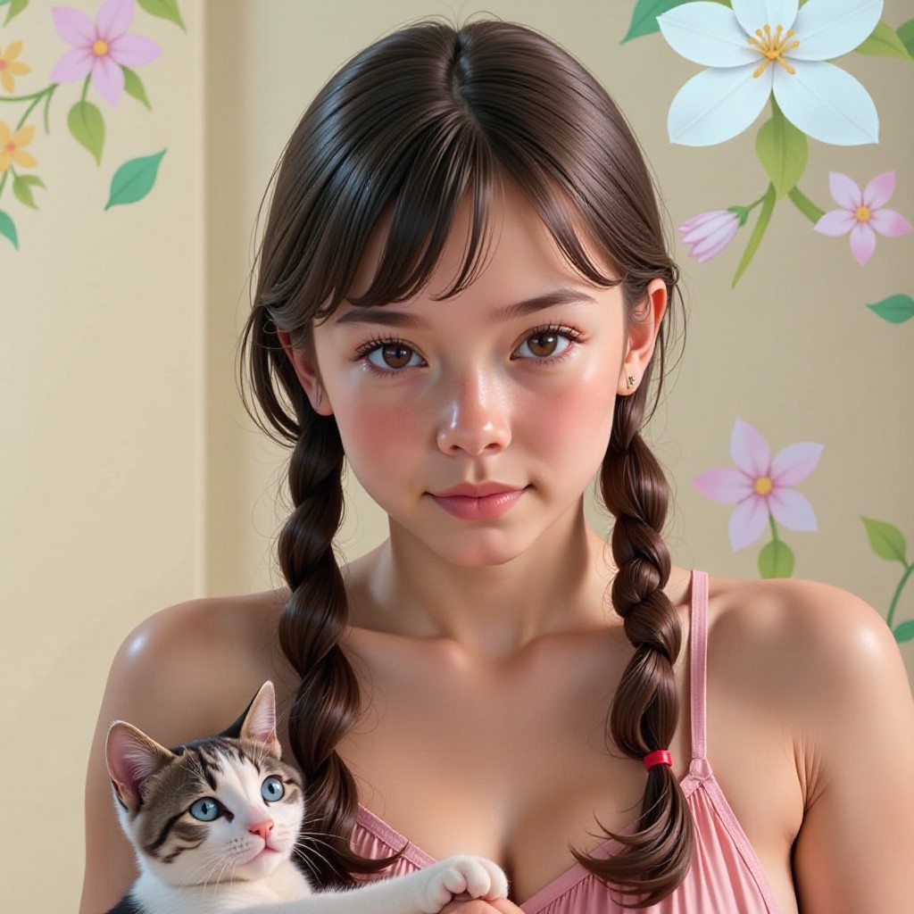 cat and girl image
