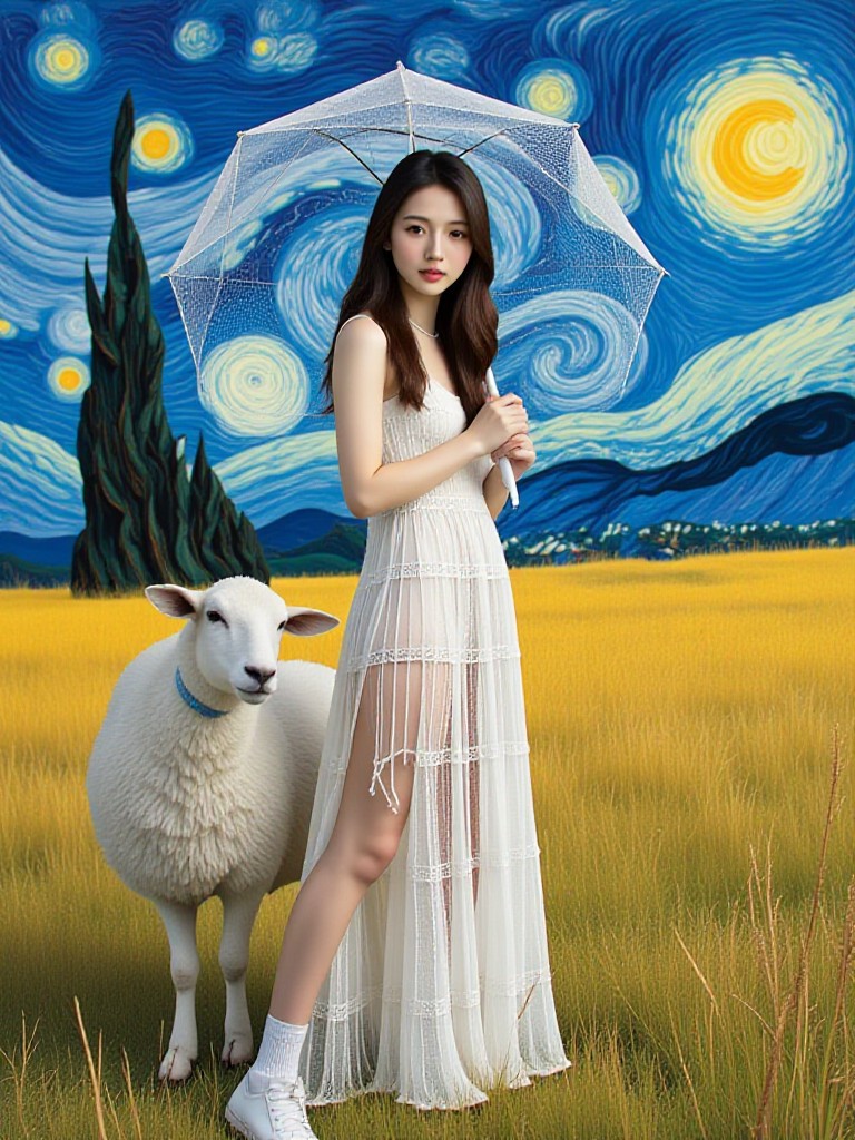 Van Gogh painted women and sheep image