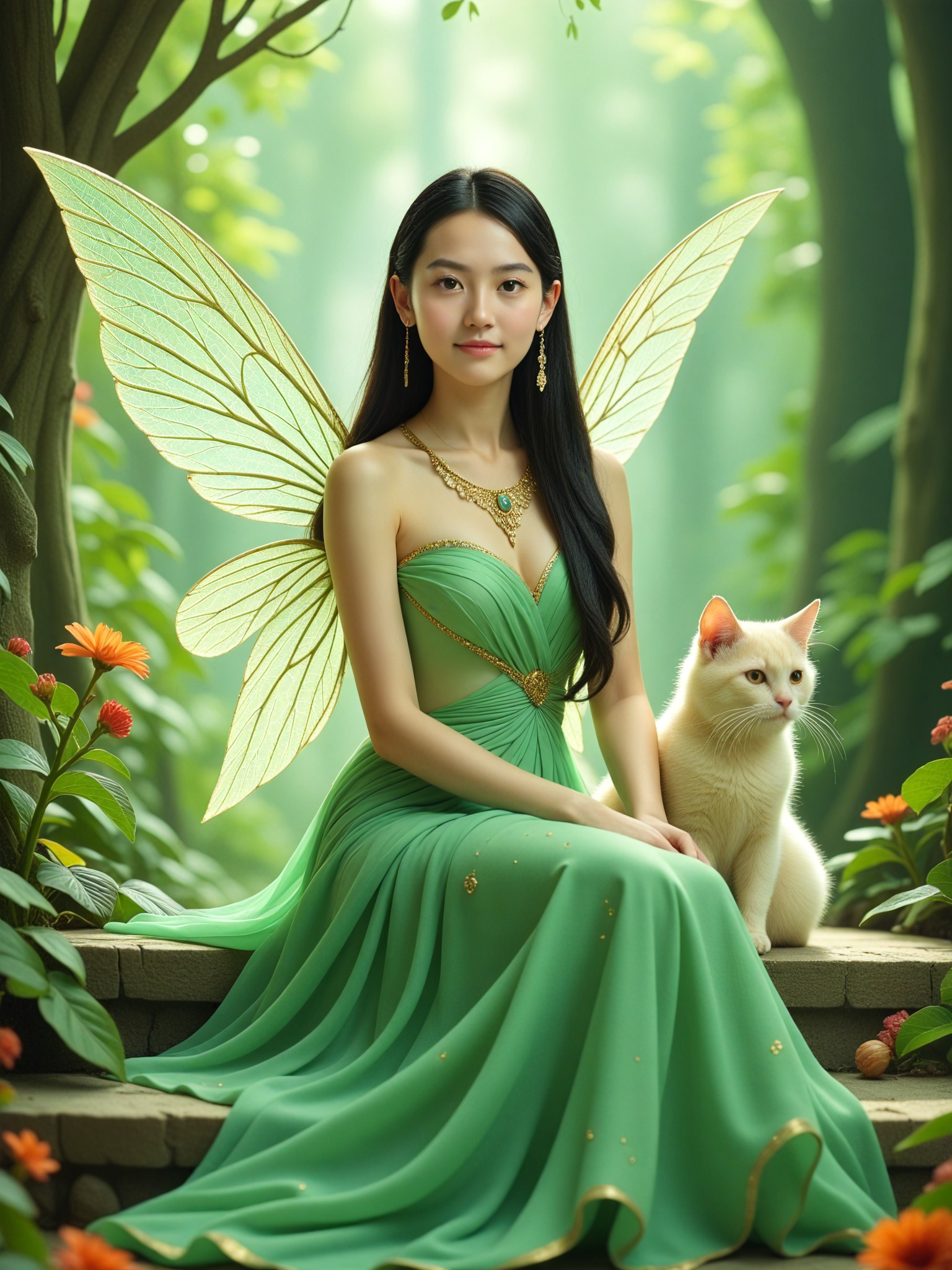 Emerald fairy and her creamy kitty image
