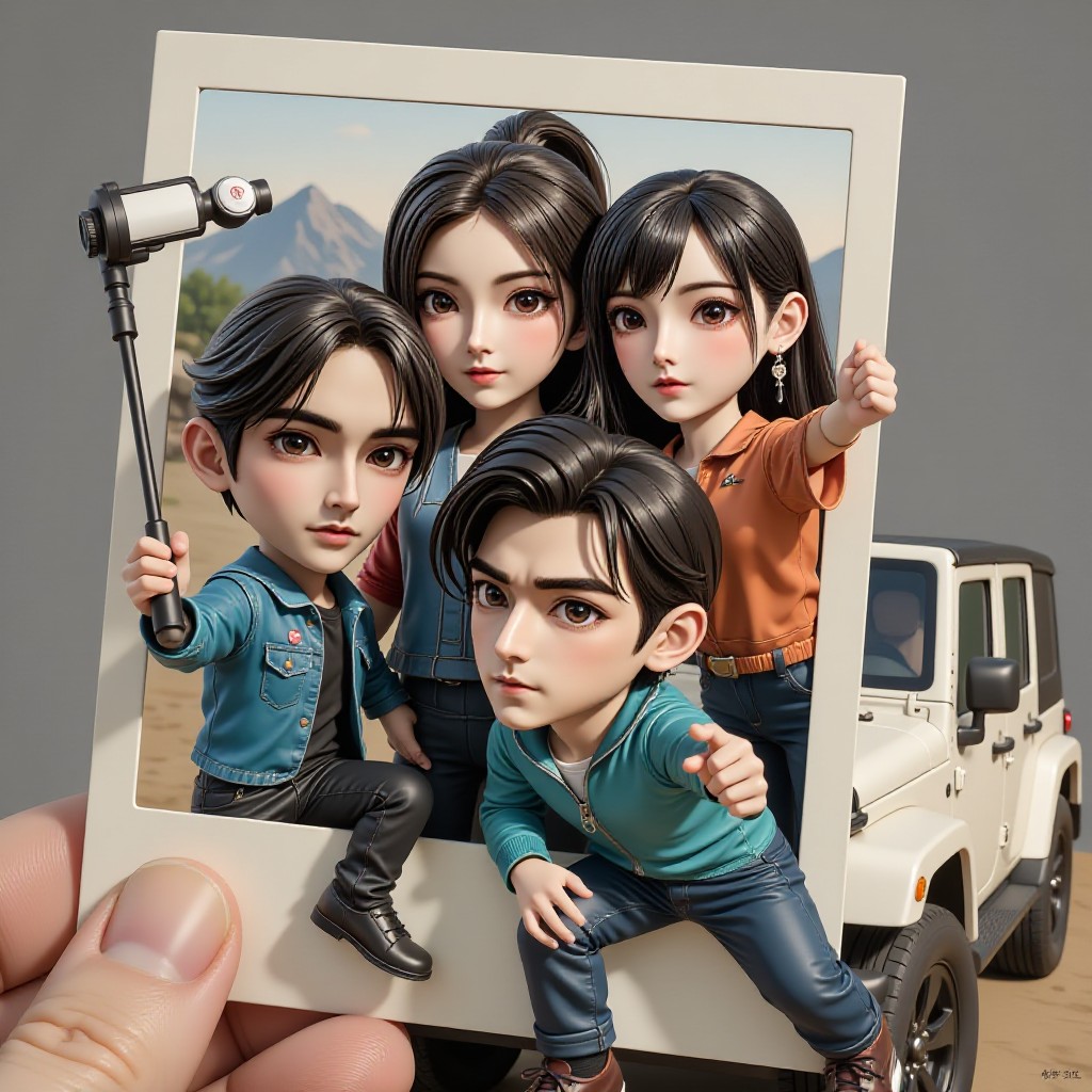 AI Animated version of "Happy Travel Selfie" | Cute Memory Friends」 image