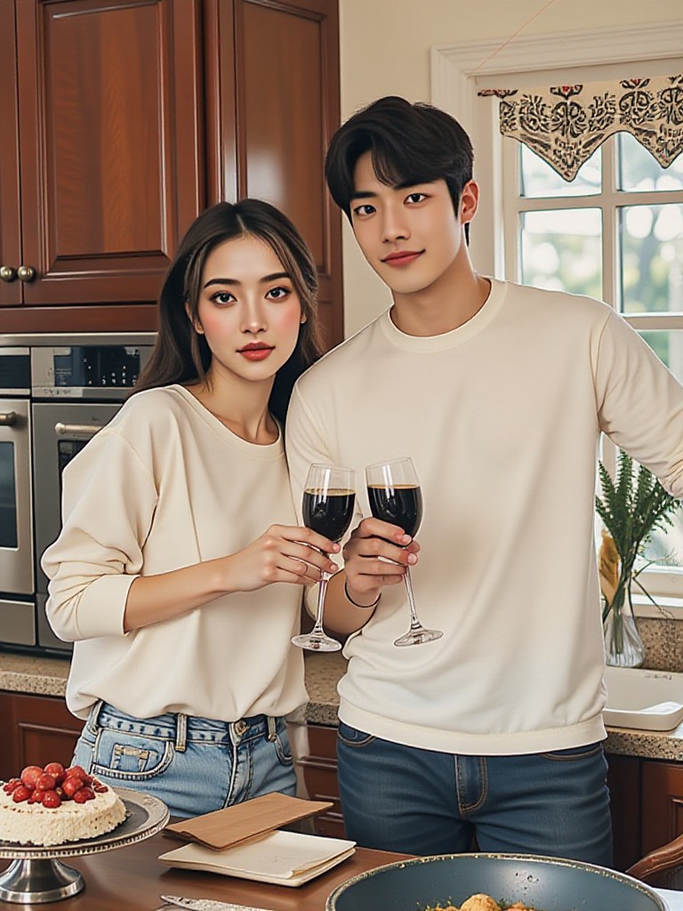 Cooking couple cheers image