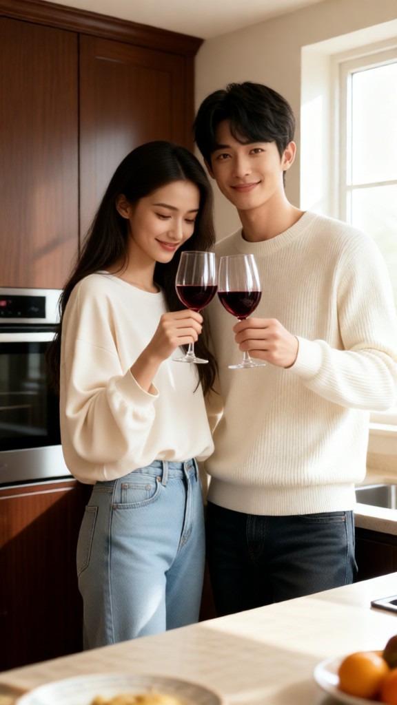 Cooking couple cheers image