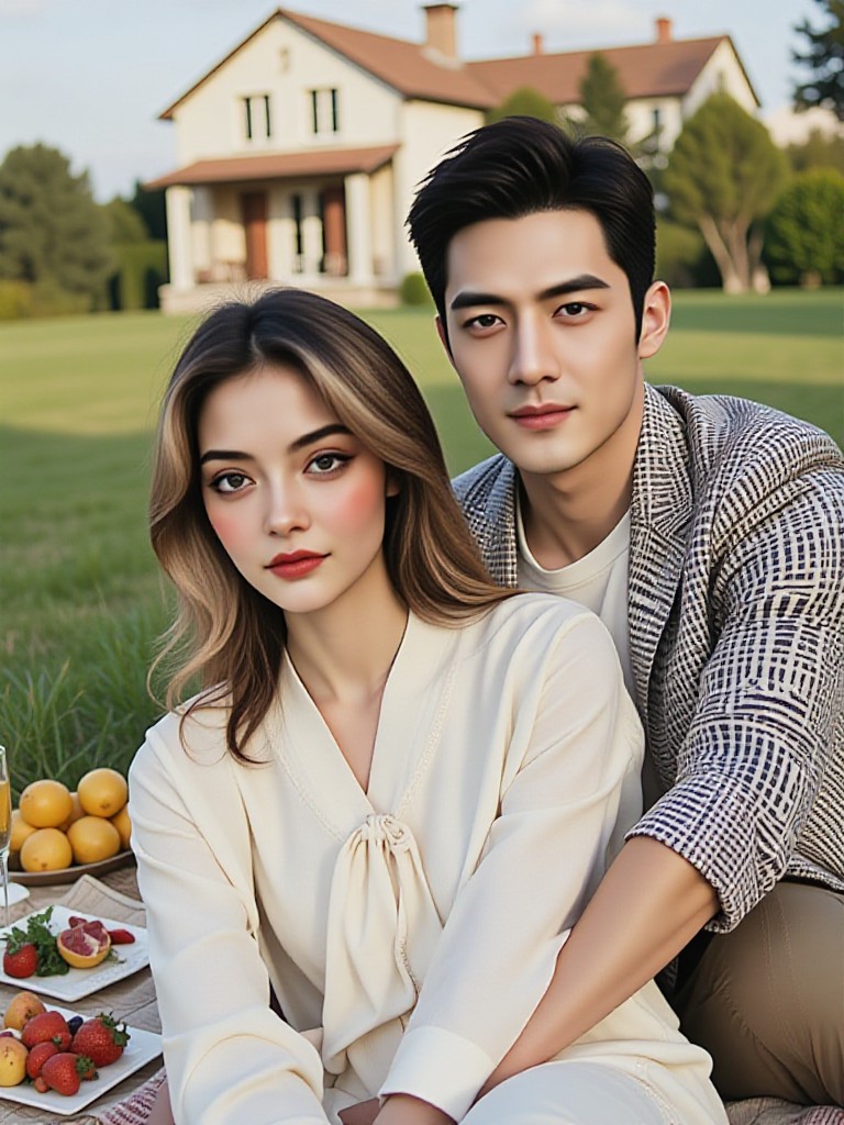 Couple picnic  portrait image