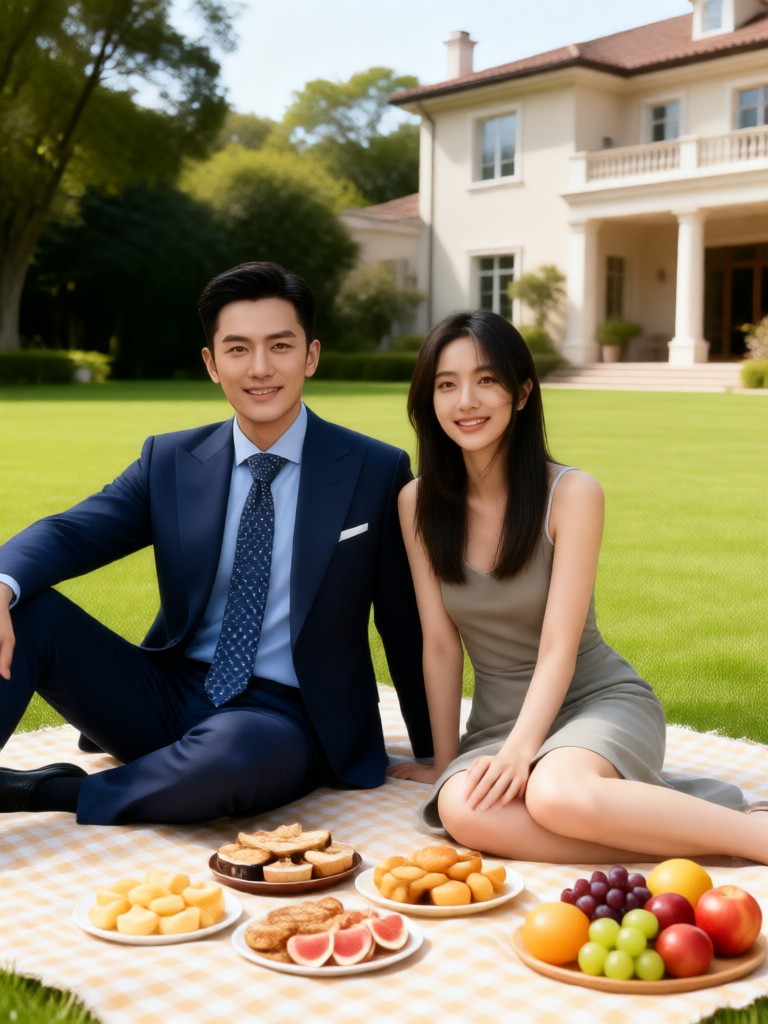 Couple picnic  portrait image