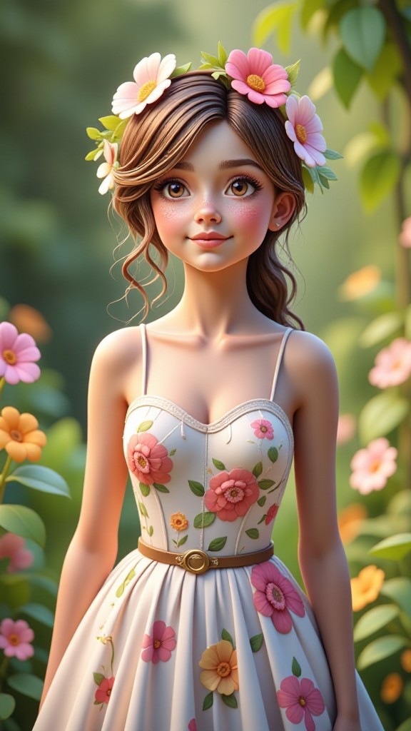 A cute girl wearing a flower wreath(remix) image