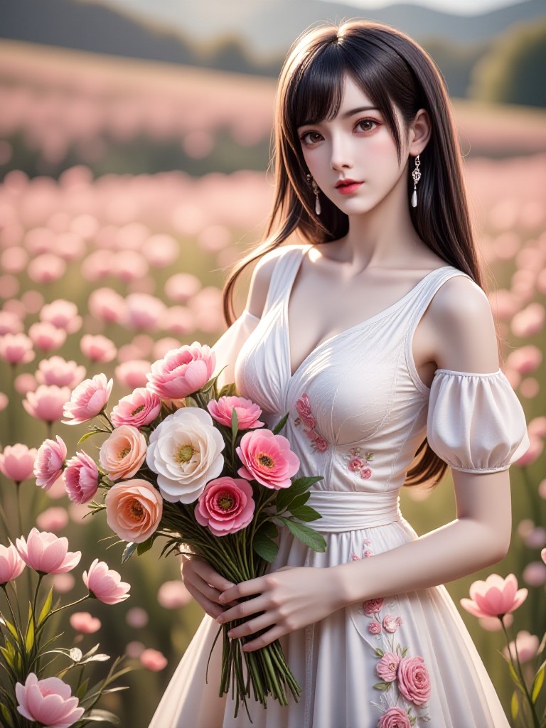 AI Animated version of 'Blooming in the Field of Serenity' image