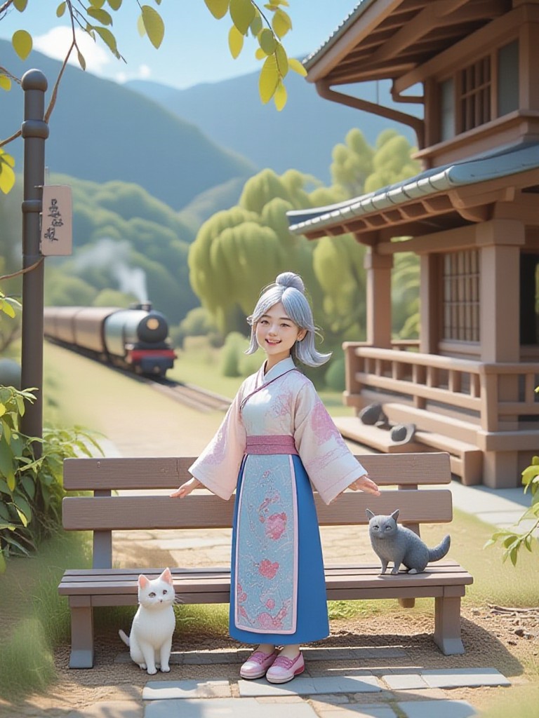 Train journey with cats image