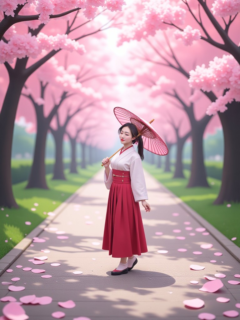 On the path where cherry blossoms are in full bloom image